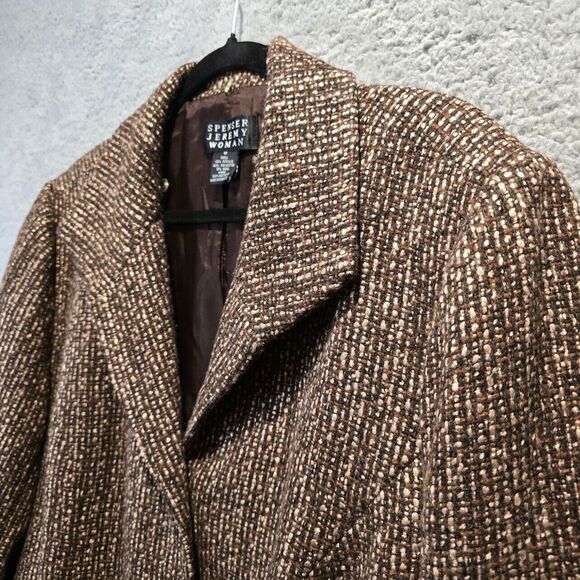 SPENSER JEREMY WOOL TWEED BLAZER WOMENS SZ 1X BROWN LIBRARIAN OFFICECORE - Picture 3 of 9